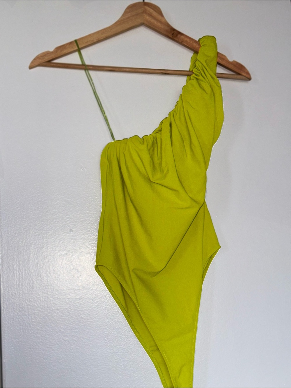 Zara One-Shoulder Bodysuit in Bright Lime Green